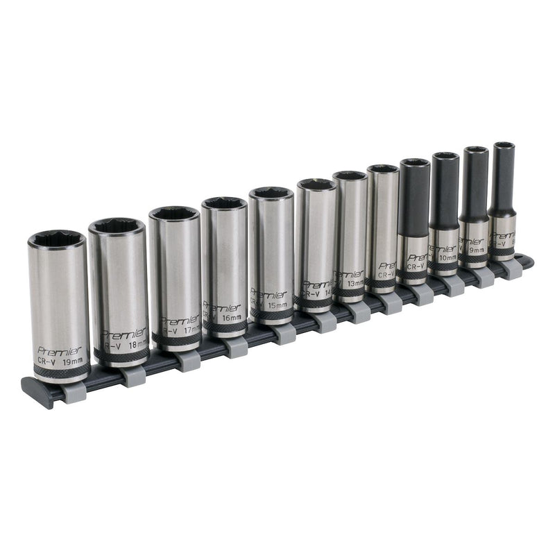 Sealey Premier Black Premier Black Deep Lock-On Socket Set 3/8"Sq Drive 12pc Sealey Premier Black - Dynamic Drive