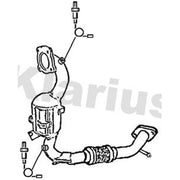 Klarius Catalyst Type Appr With Pipe fits Ford B-Max 2012-2017 1.0