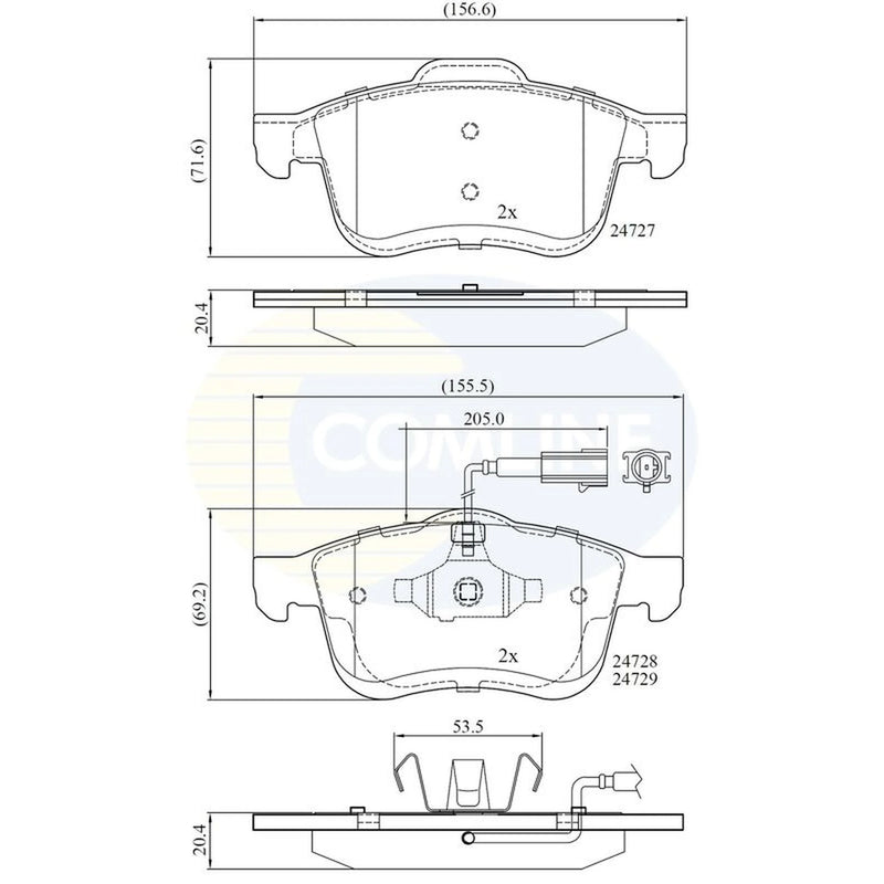 Comline 4 x Front Brake Pad Set fits Chrysler Delta 2011 on 2.0