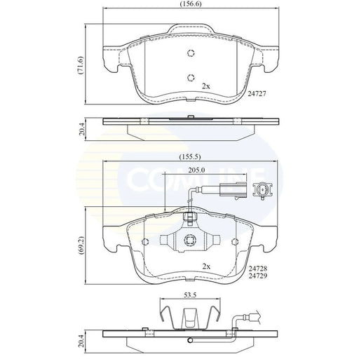 Comline 4 x Front Brake Pad Set fits Chrysler Delta 2011 on 2.0