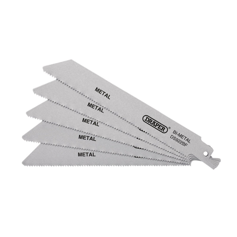 Draper Bi-metal Reciprocating Saw Blades for Metal, 150mm, 14tpi (Pack of 5) Draper - Dynamic Drive
