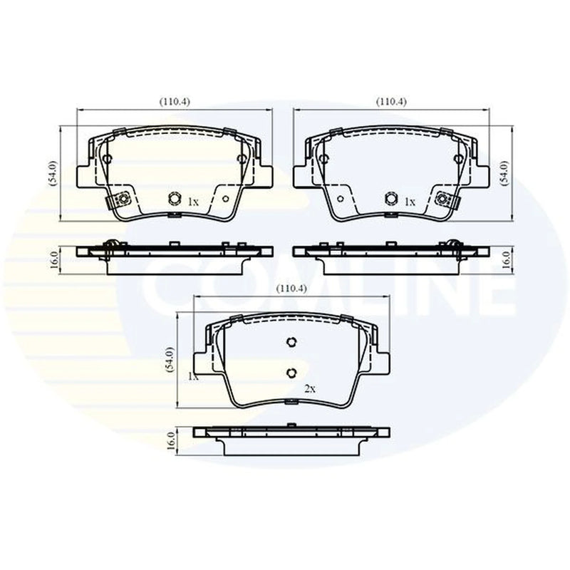 Comline Rear Brake Pad Set fits Hyundai Santa Fe IV 2018-2020 2.0 2.2 2.4 3.5