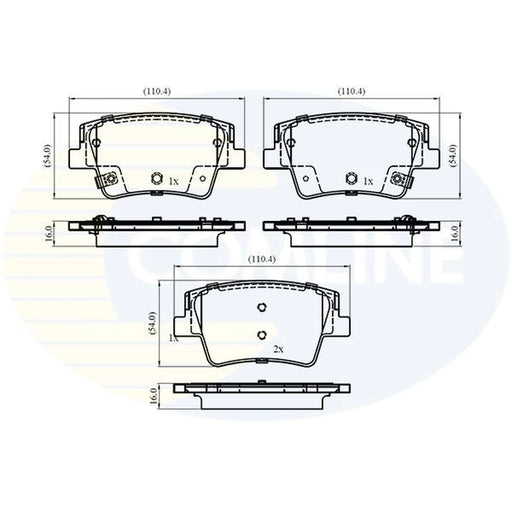 Comline Rear Brake Pad Set fits Hyundai Santa Fe IV 2018-2020 2.0 2.2 2.4 3.5