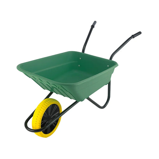 Walsall Boxed 90L Green Polypropylene Wheelbarrow - Puncture Proof - BSHGPP
