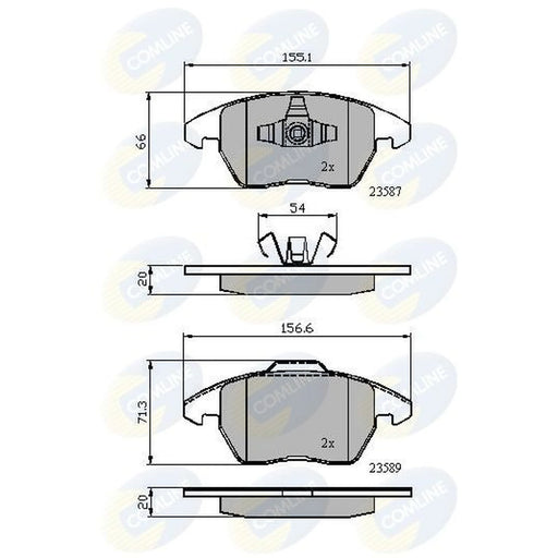 Comline 4 x Front Brake Pad Set fits Audi A1 2011-2018 1.4 1.6 1.8 2.0