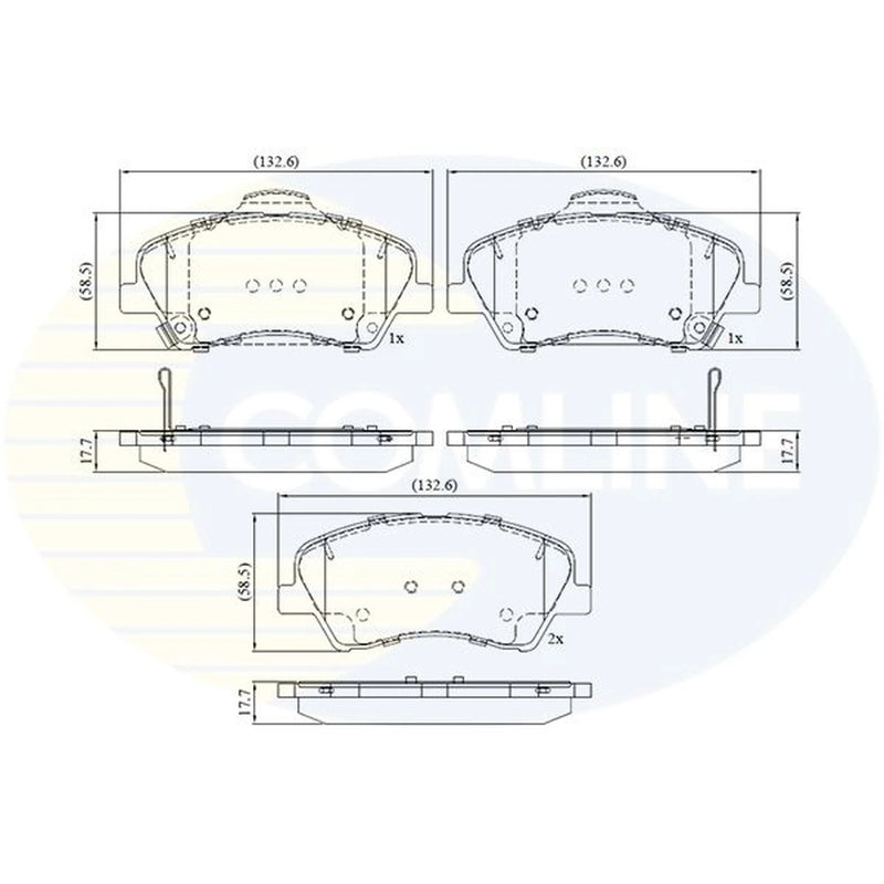 Comline 4 x Front Brake Pad Set fits Kia Rio IV 2017 on 1.0 1.25 1.4 1.6
