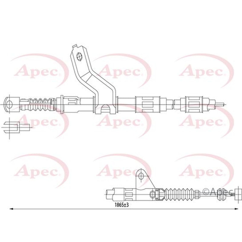 Apec Handbrake Cable Left Rear fits Toyota Avensis 2000-2003 1.6 1.8