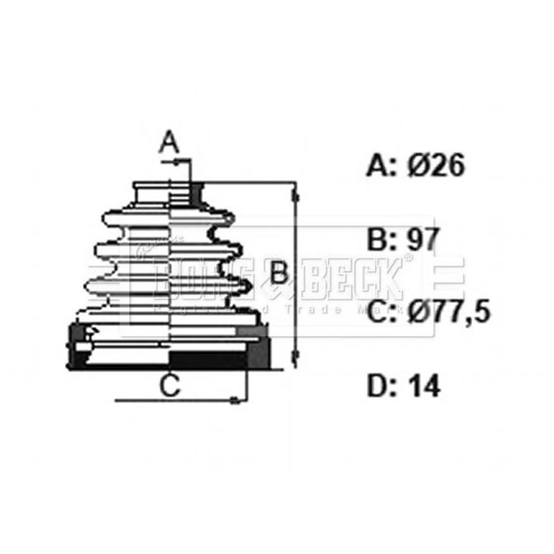 Borg & Beck Drive Shaft Bellow Kit transmission sided BCB6158