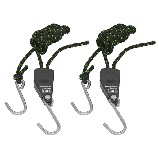 Sealey Parts Hanger/Tie Down Ratchet with S-Shaped Hooks 2m - Pack of 2 VS0114 Sealey - Dynamic Drive