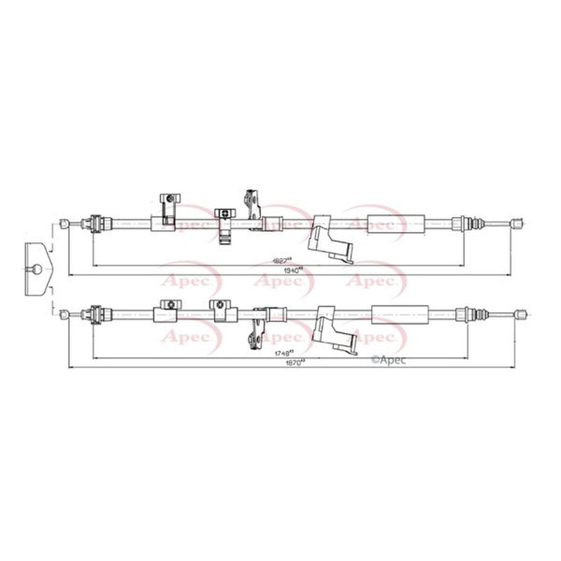 Apec Handbrake Cable Left Rear fits Ford C-Max II 2010-2019 1.0 1.6 2.0