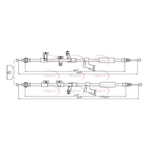 Apec Handbrake Cable Left Rear fits Ford C-Max II 2010-2019 1.0 1.6 2.0
