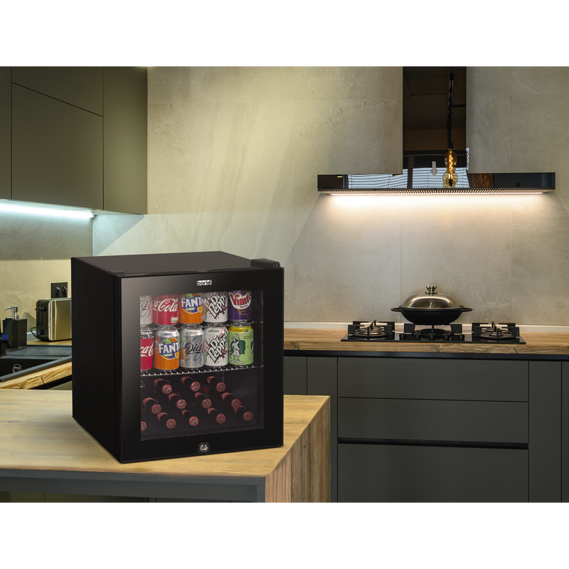 Baridi 50L Table Top Beer & Drinks Mini Fridge 3-10C Light Black & Glass Baridi  - Dynamic Drive