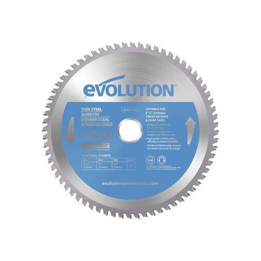 Evolution Thin Steel Cutting Circular Saw Blade 210 x 25.4 x 68T Evolution - Dynamic Drive