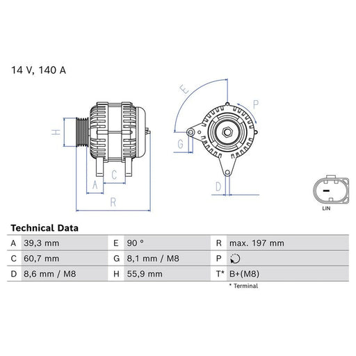 Bosch Car Alternator 12V 0 986 086 820