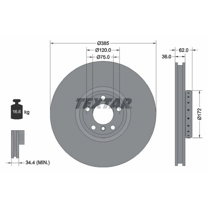 Textar 2 x Front Two-Piece Brake Disc Brake Discs 92266425