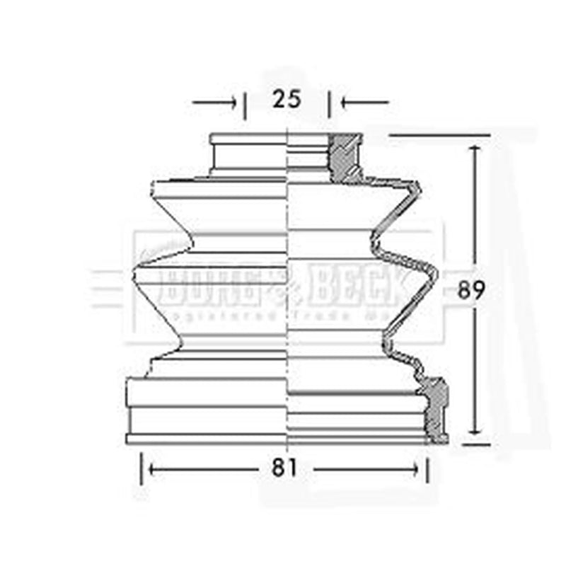 Borg & Beck Drive Shaft Bellow Kit transmission sided BCB2458