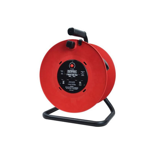 Faithfull Power Plus Open Drum Cable Reel 240V 13A 2-Socket 50m Faithfull Power Plus - Dynamic Drive