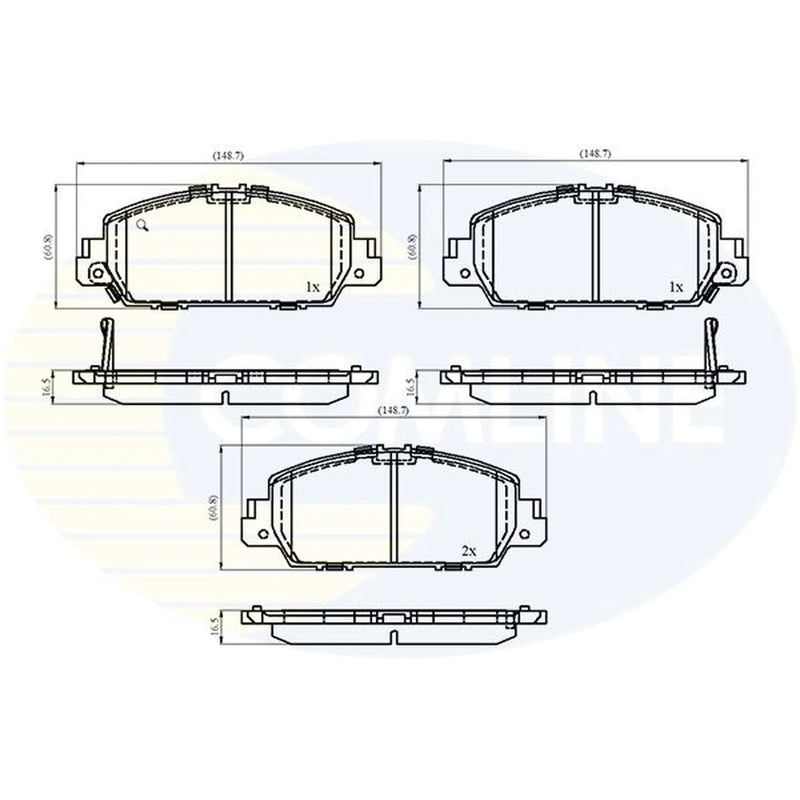 Comline 4 x Front Brake Pad Set fits Honda Hr-V 2015 on 1.5 1.6