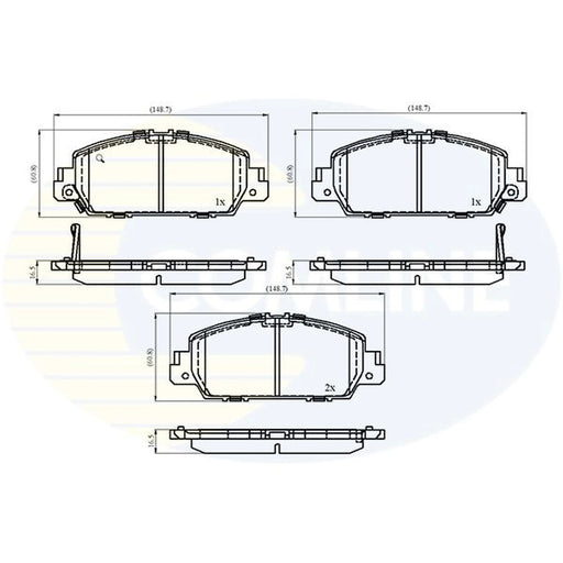 Comline 4 x Front Brake Pad Set fits Honda Hr-V 2015 on 1.5 1.6