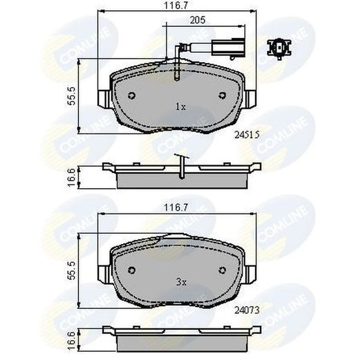 Comline Front Brake Solid Discs & Pads fits Chrysler Ypsilon 2011-2021 1.2