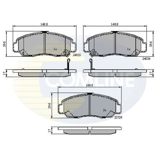 Comline 4 x Front Brake Pad Set fits Honda Accord VII 2003-2008 2.0