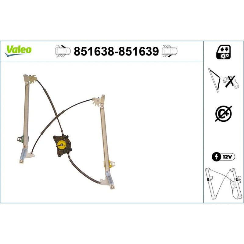 Valeo Electric Window Regulator Lifter Right Front 851639