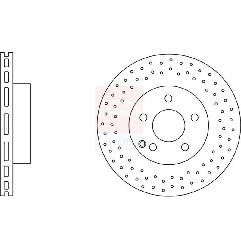 Apec 2 x Perforated/Vented Front Brake Discs SDK6649-x2