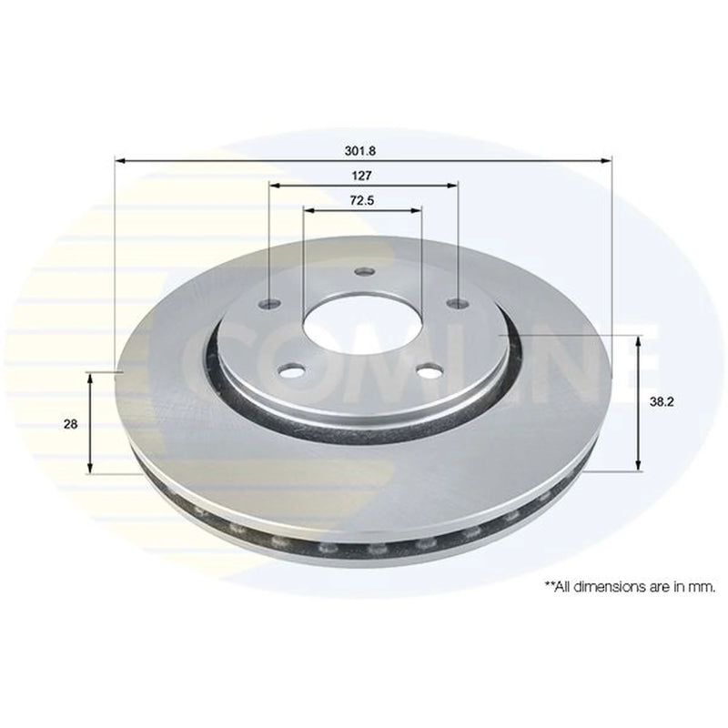 Comline Front Brake Discs & Pads fits Chrysler Grand Voyager V 2011-2012 2.8 3.6