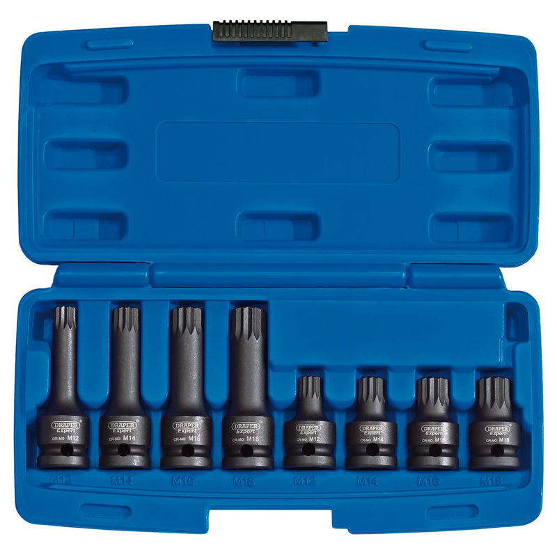 Draper Tamper Proof Impact Spline Set, 1/2" Sq. Dr. (8 Piece) 49460 Draper - Dynamic Drive