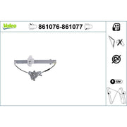Valeo Electric Window Regulator Lifter Right Rear 861077