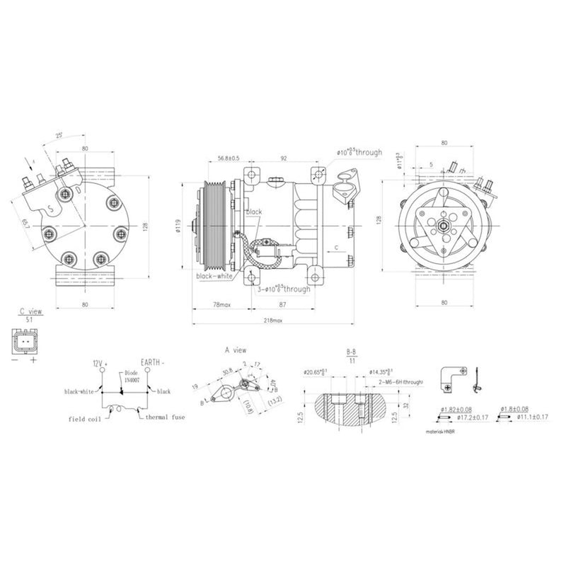 Hella Air Conditioning Compressor fits Citroën C2 2003-2012 1.1 1.4 1.6