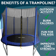 Dellonda 8ft Heavy-Duty Outdoor Trampoline with Safety Enclosure Net Dellonda - Dynamic Drive