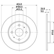 Mintex 2 x Solid Rear Brake Discs MDC3225C-x2