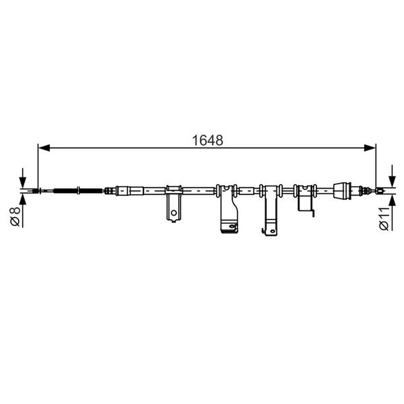 Bosch Handbrake Cable Right Rear fits Hyundai I20 I 2008-2015 1.1 1.2 1.4 1.6