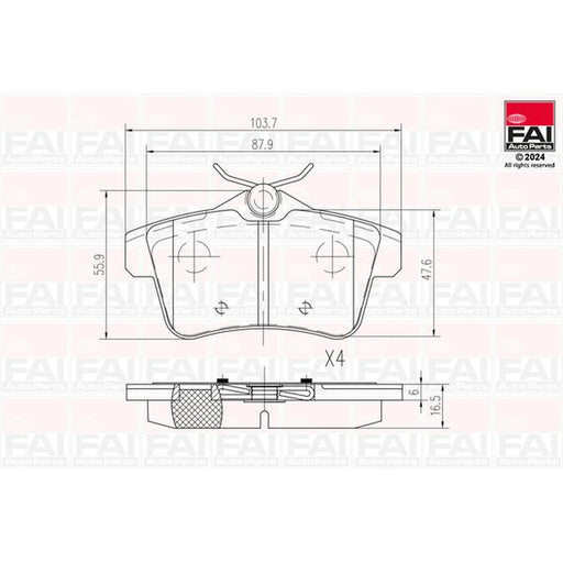 FAI Rear Brake Pad Set fits Citroën C4 II 2009-2017 1.2 1.6 2.0