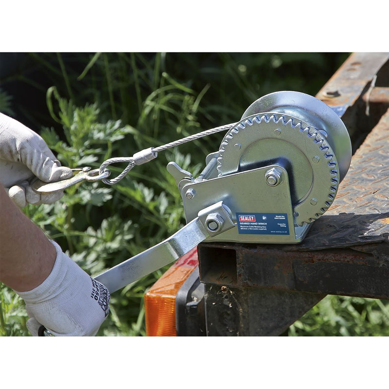 Sealey Geared Hand Winch 540kg Capacity with Cable GWC1200M Sealey - Dynamic Drive
