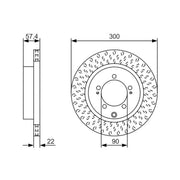 Bosch 2 x Vented Brake Discs fits Mitsubishi Lancer VII 2003-2007