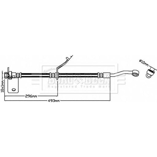 Borg & Beck Brake Hydraulic Hose Line Front Left BBH8521
