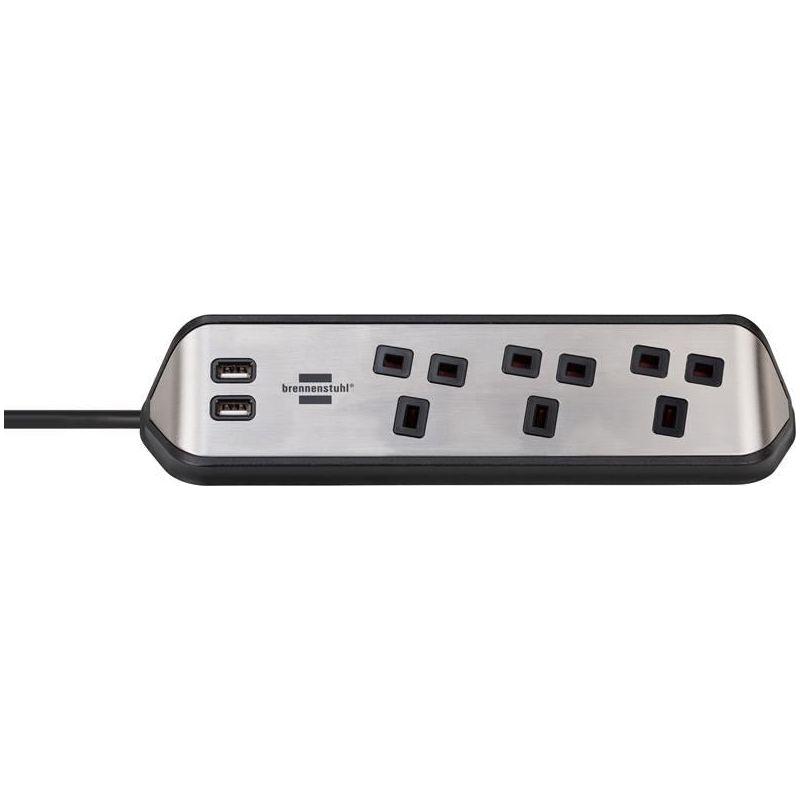 Brennenstuhl estilo Corner Extension Lead 240V 3-Gang 13A Black 2m Brennenstuhl - NN4 Online