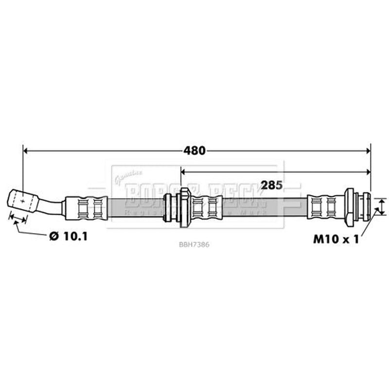 Borg & Beck Brake Hydraulic Hose Line Front Right BBH7386