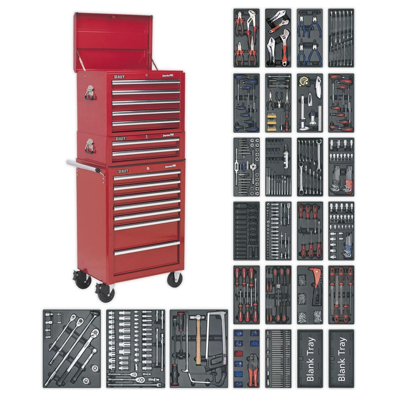 Tool Chest Combination 14 Drawer with 1179pc Tool Kit - Red Sealey - NN4 Online