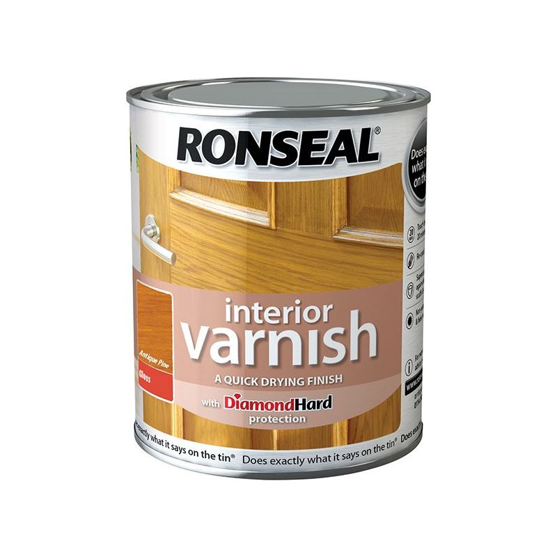 Ronseal Interior Varnish Quick Dry Gloss Antique Pine 250ml Ronseal - Dynamic Drive