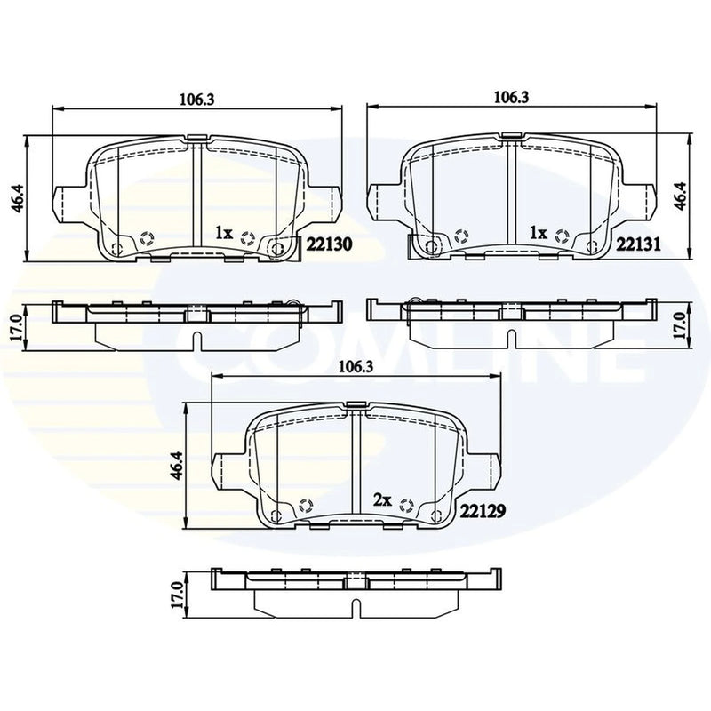 Comline 4 x Rear Brake Pad Set fits Chevrolet Bolt 2016 on