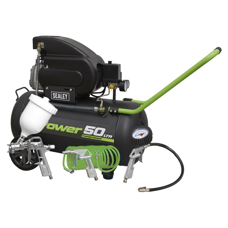 Sealey Compressor 50L Direct Drive 2hp with 4pc Air Accessory Kit SAC5020EPK Sealey  - Dynamic Drive