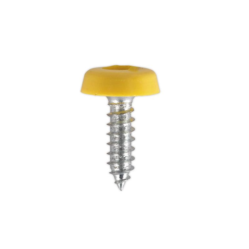 Sealey Numberplate Screw Plastic Enclosed Head 4.8 x 18mm Yellow Pack of 50 Sealey - Dynamic Drive