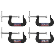 Sealey Junior C-Clamp Set 51mm x 32mm 4pc GCC06 Sealey - Dynamic Drive