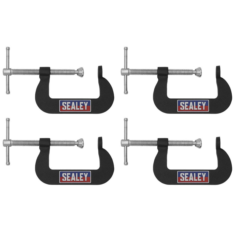Sealey Junior C-Clamp Set 51mm x 32mm 4pc GCC06 Sealey - Dynamic Drive