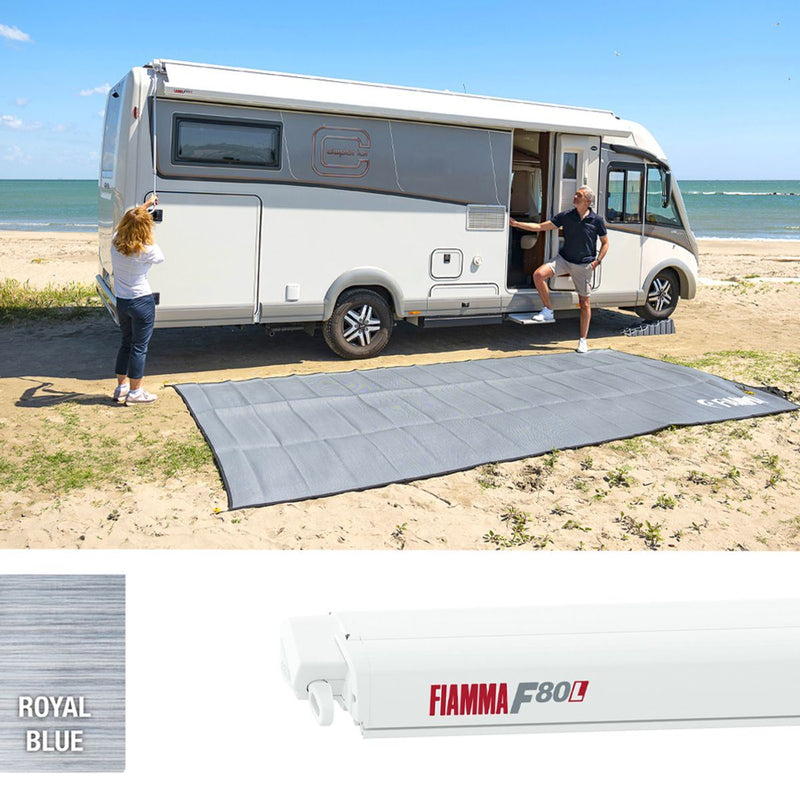 Fiamma F80L 450 Awning Polar White Royal Blue Fiamma - Dynamic Drive