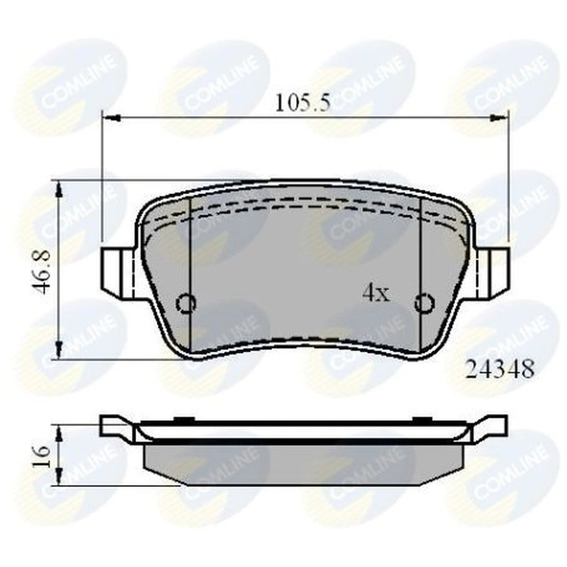 Comline 4 x Rear Brake Pad Set fits Fiat Croma 2005-2011 1.8 1.9 2.2 2.4