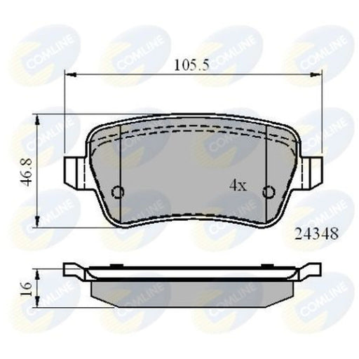 Comline 4 x Rear Brake Pad Set fits Fiat Croma 2005-2011 1.8 1.9 2.2 2.4